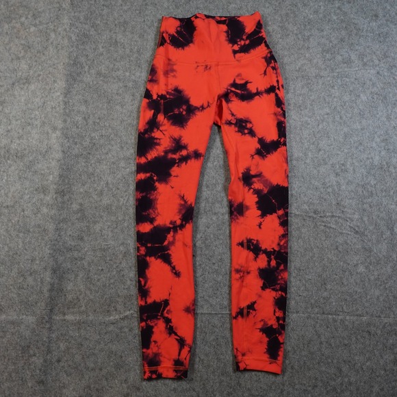 lululemon athletica Pants - Lululemon Leggings Womens 4 Wunder Train High Rise 25" Tie Dye Red Black‎ Yoga